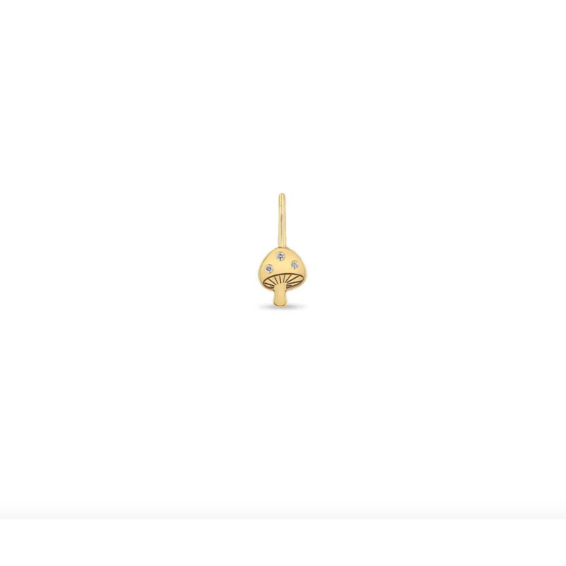 14K SINGLE MIDI BITTY DIAMOND MUSHROOM CHARM