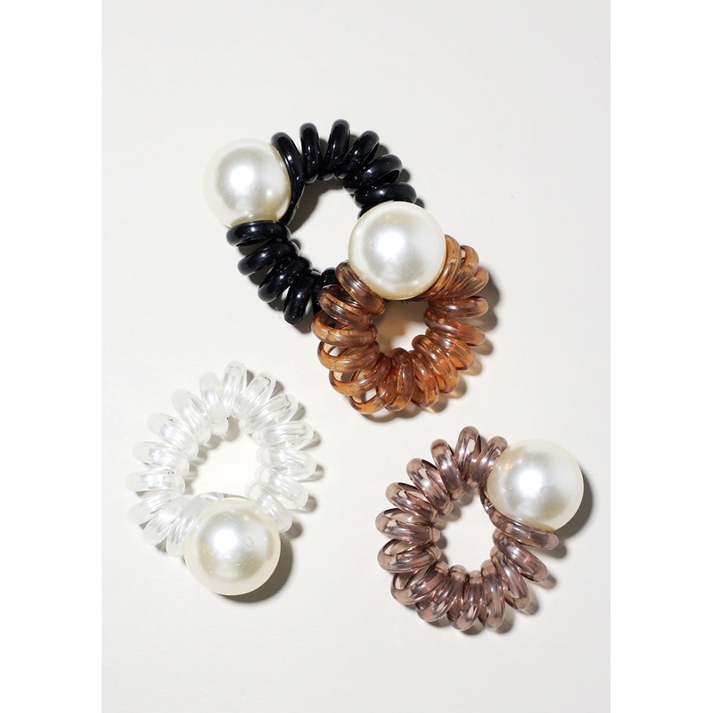 Spiral Hair Tie with Pearl Black