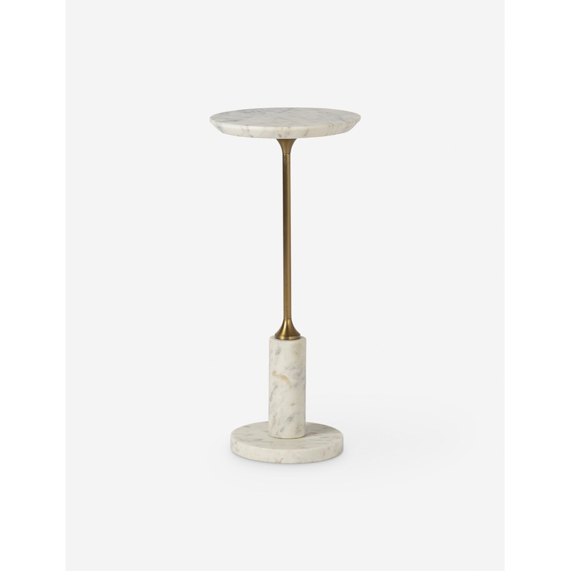 Devlin Round Side Table White Marble
