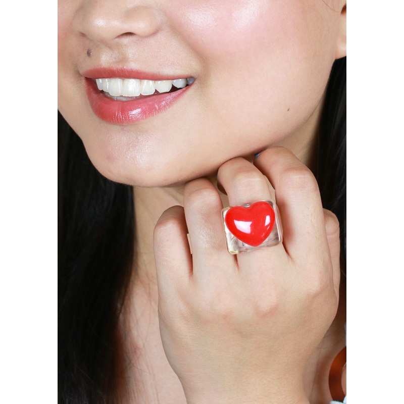 Heart Square Ring Green/6