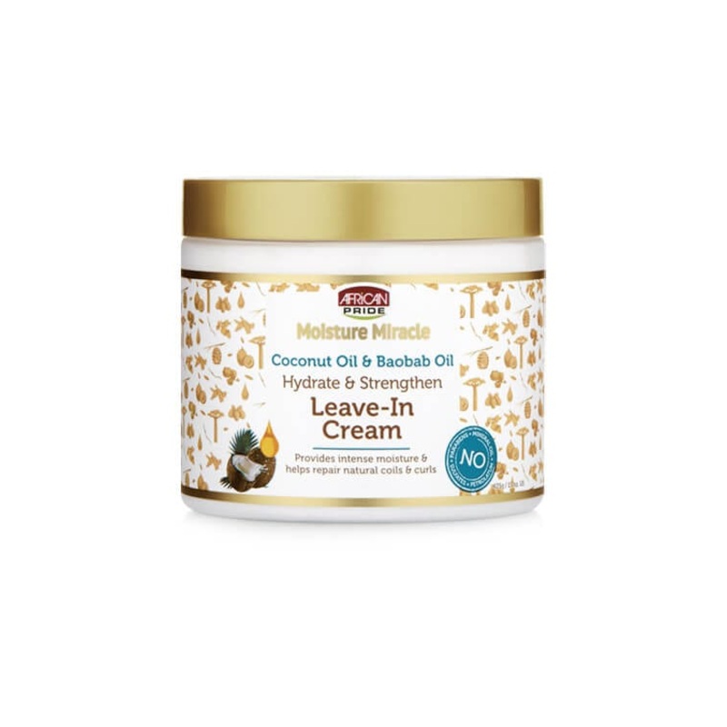 African Pride Moisture Miracle Coconut Oil and Baobab Oil Leave-In Cream 15 oz