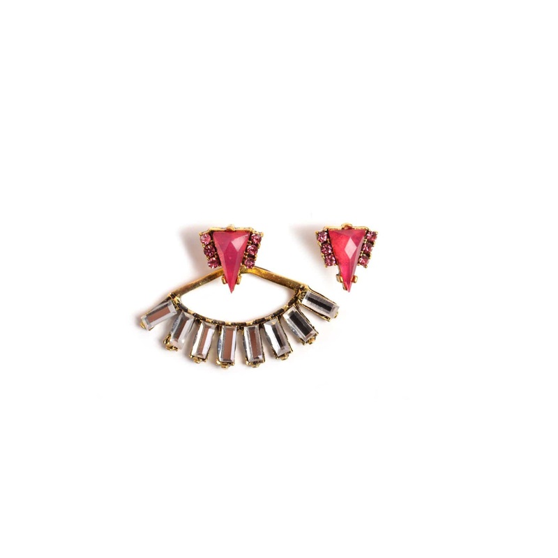 Mismatched Triangle Earrings Purple