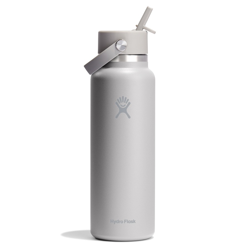 Wide Mouth Bottle with Flex Straw Cap, 40 oz Black