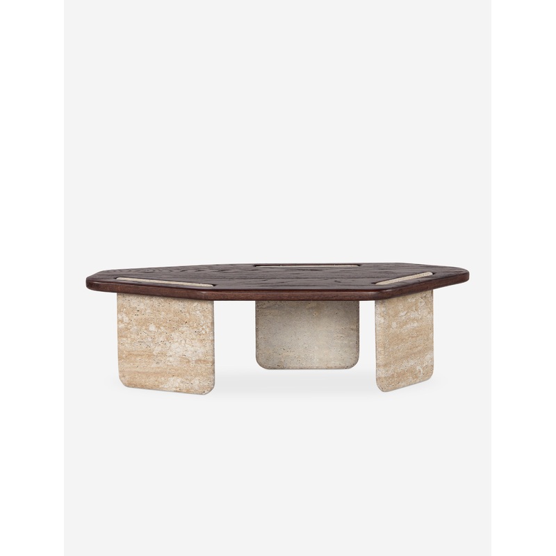 Lanier Coffee Table Brown and Travertine