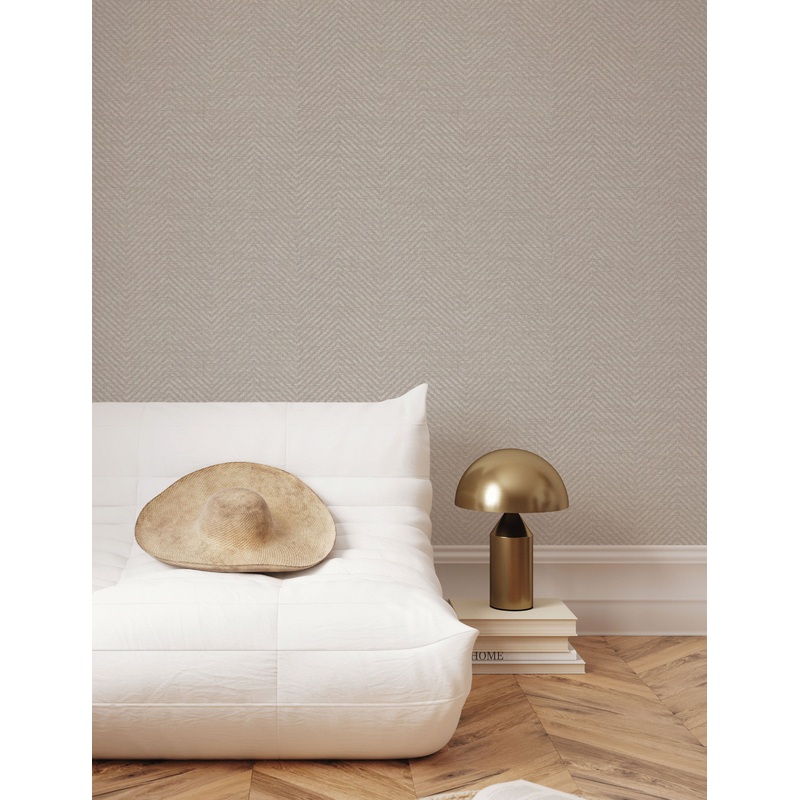 Faux Grasscloth Parquet Textured Peel + Stick Wallpaper by Jeremiah Brent Natural