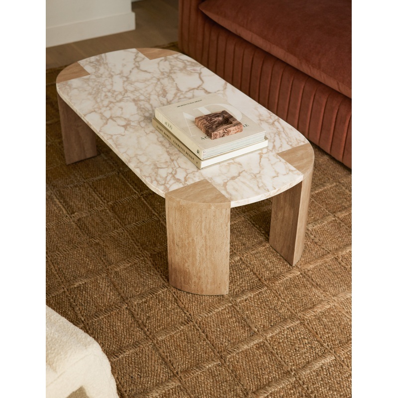 Mahoe Oval Coffee Table by Carly Cushnie Travertine and Marble