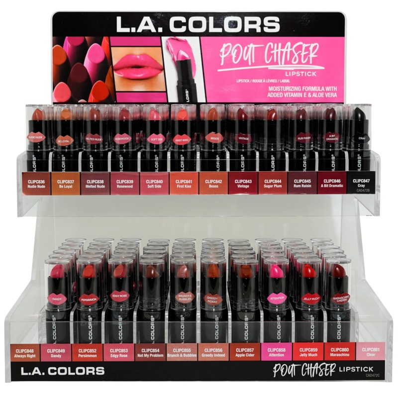 L.A. Colors Pout Chaser Lipstick – Wholesale Display 264 Units (CAD472.1)