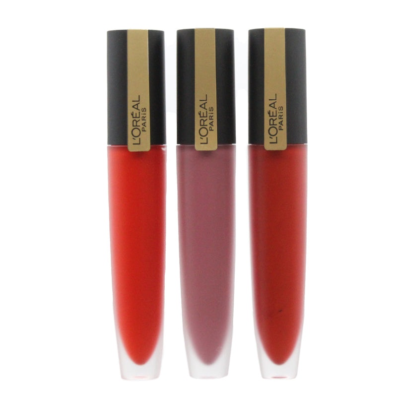L’Oreal Red & Pink Lipstick x 3 Set Rouge Signature Matte Lipstick Ink