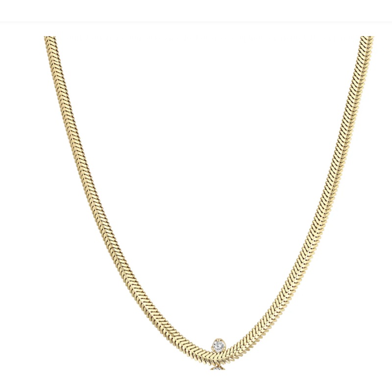 14K 2 MIXED PRONG DIAMOND SNAKE CHAIN NECKLACE