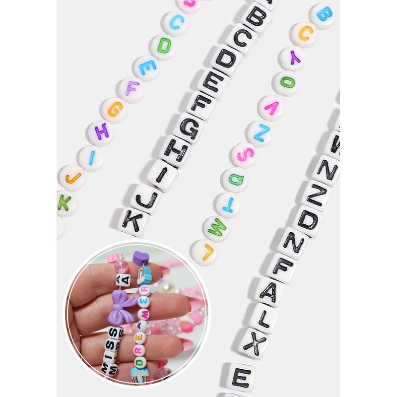 DIY Jewelry Making- Miss A Alphabetic Beads Black Cubes