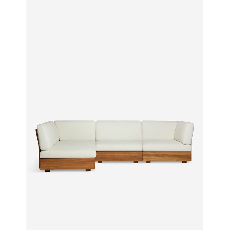 Abbot Outdoor Modular Chaise Sectional Sofa by Sarah Sherman Samuel Natural Teak