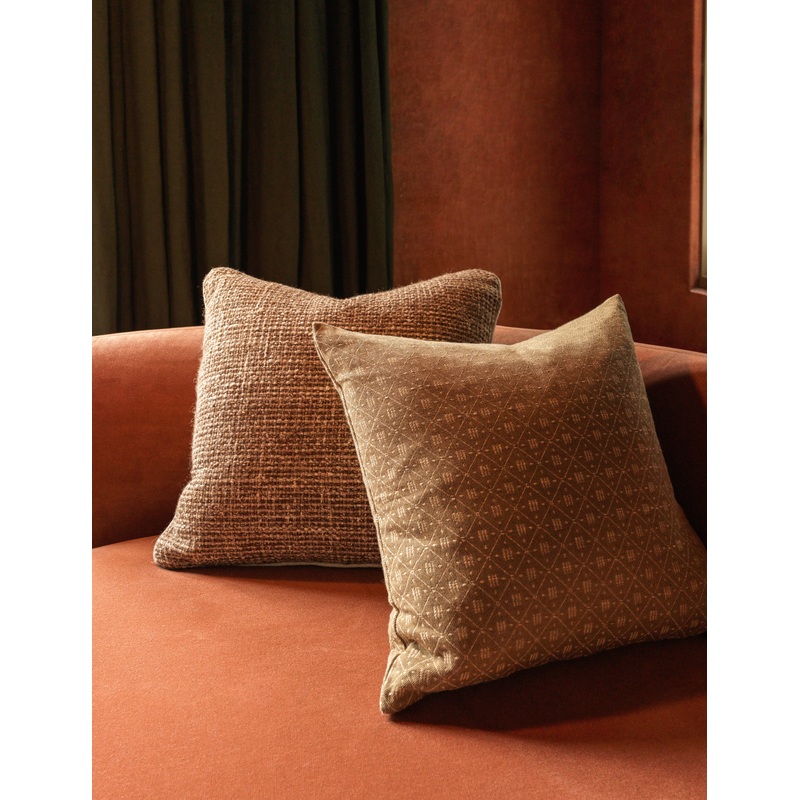 Merola Jacquard Pillow Sage and Ivory Square With Feather Down Insert