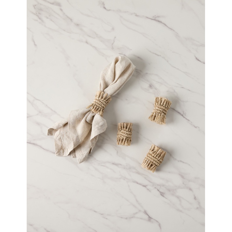 Fique Fringe Napkin Rings (Set of 4) by Tallo de Olivo Natural
