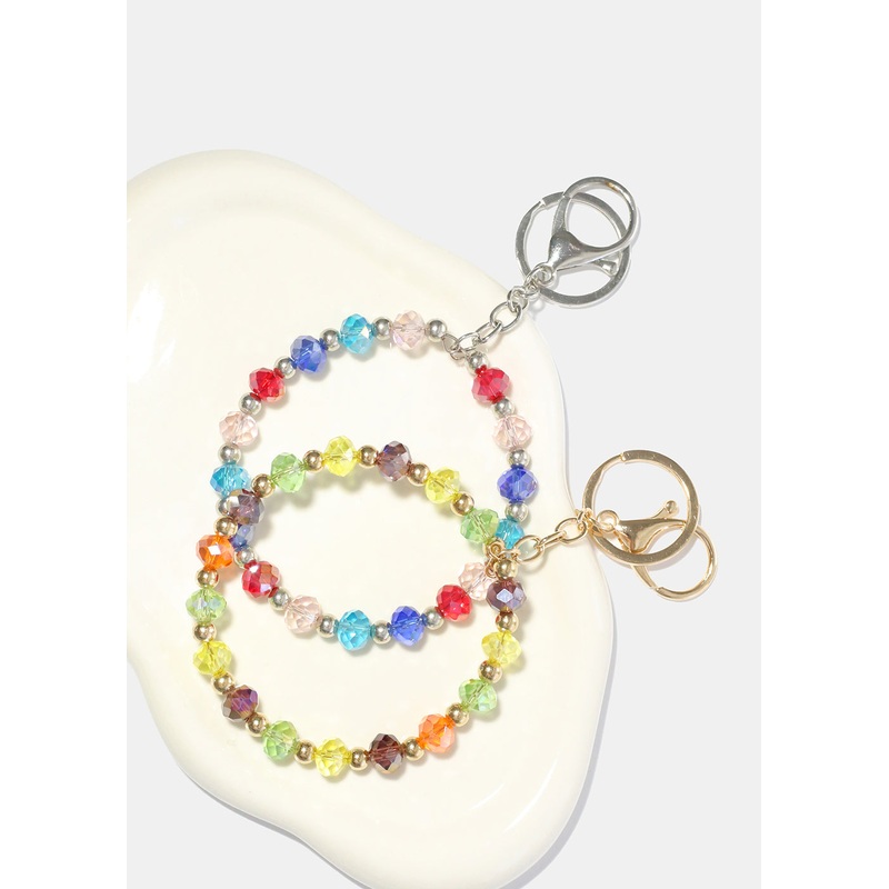 Multi Color Keychain Bracelet Gold Multi