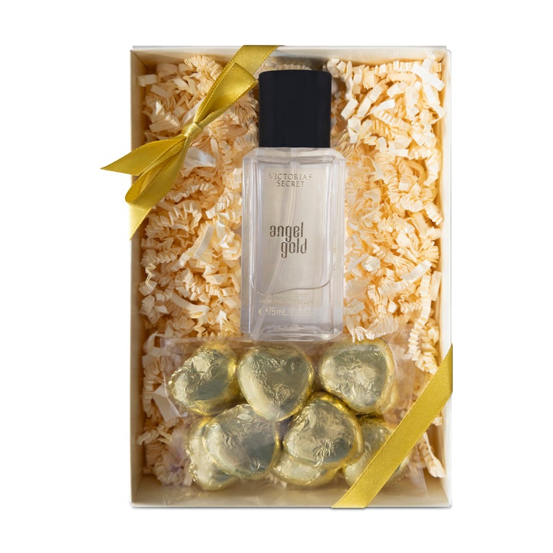 Victoria’s Secret Angel Gold Mist 75ml & 10 Swiss Chocolate Hearts Set