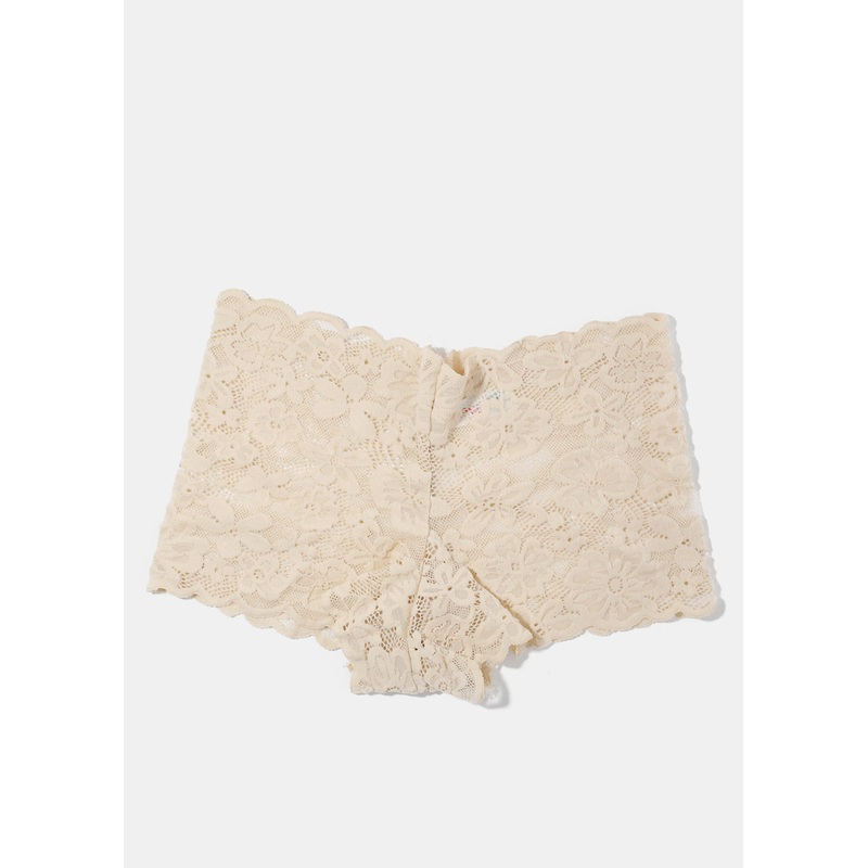 Beige Ladies Lace Boyshort S