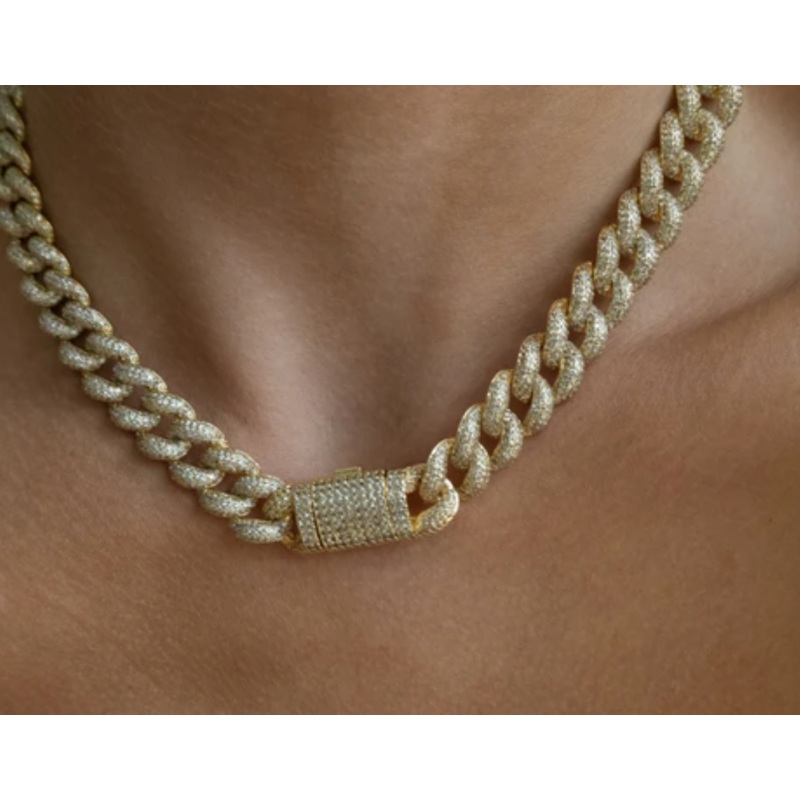 PAVE CUBAN LINK NECKLACE Gold