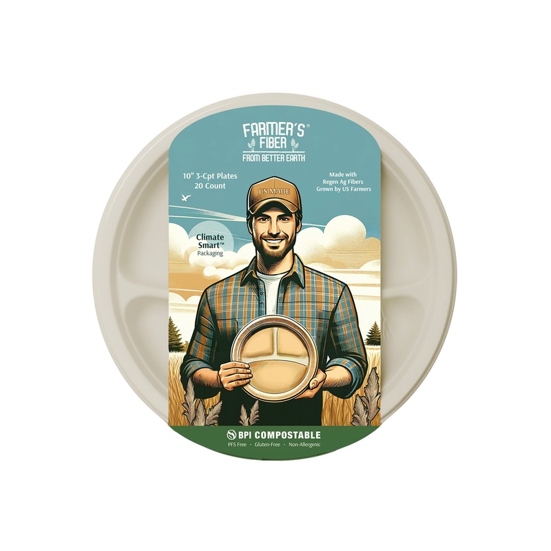 10″ 3 Comp Farmer’s Fiber Collection Round Plate 10 Inch