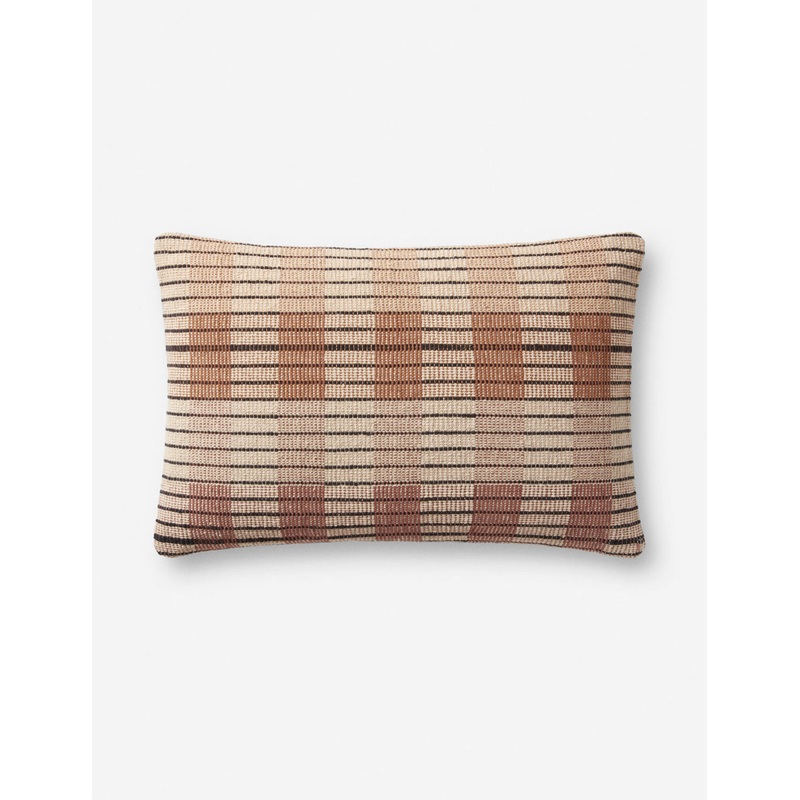 Onofre Pillow by Amber Lewis x Loloi Ivory and Brown Down