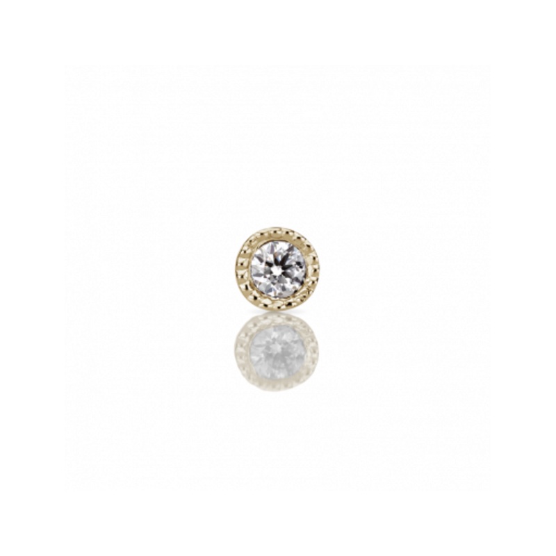 1.5mm Scalloped Set Diamond Threaded Stud Yellow Gold 5mm
