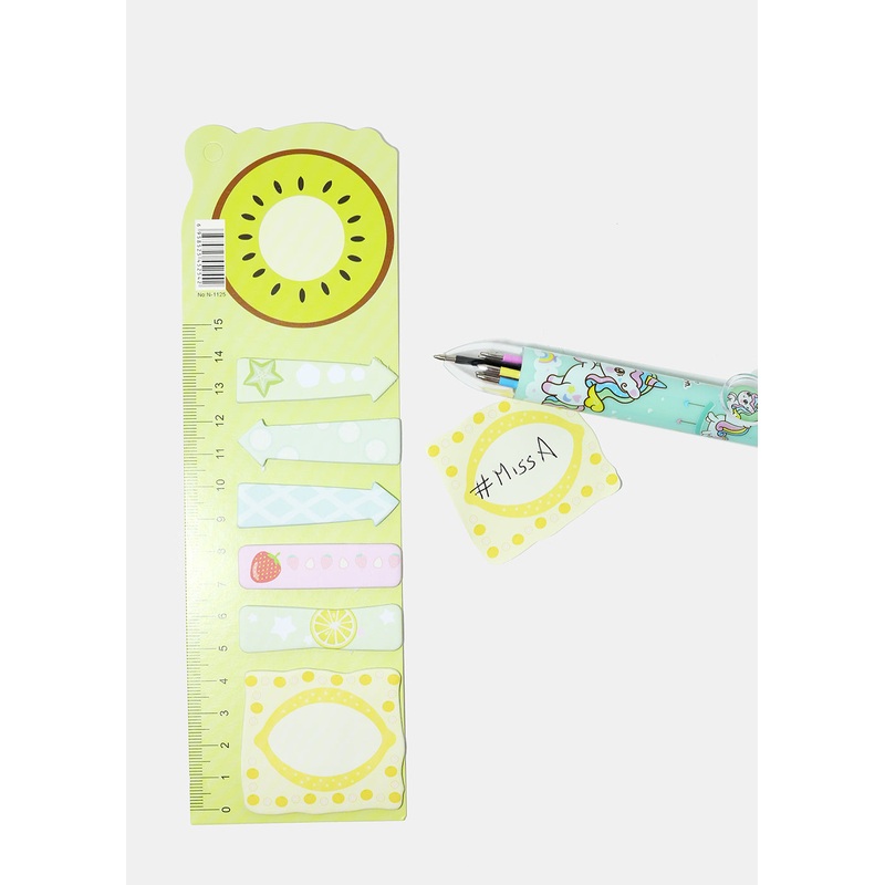 Fruit Index Sticky Notes & Ruler Green