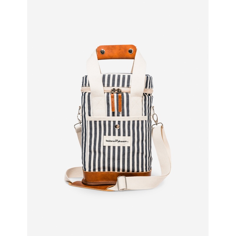 Wine Cooler Tote Bag by Business & Pleasure Co. Lauren’s Navy Stripe