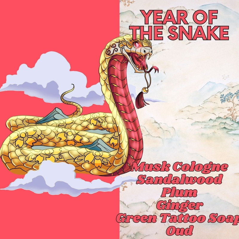 Year of the Snake – Musk Cologne, Sandalwood, Green Tattoo Soap, Plum, Ginger – Line of Products (Choose) Beard Products Original Oil