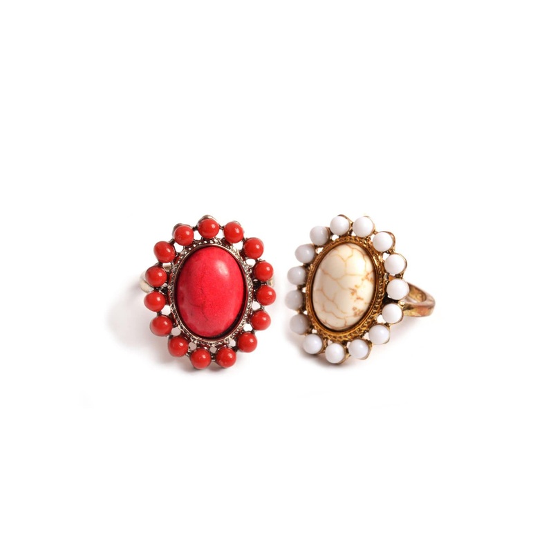 Marble Stone Ring Red 16-17 Gold