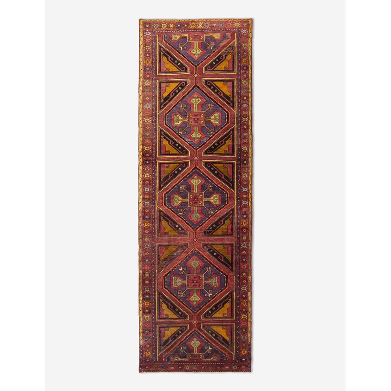 Vintage Turkish Hand-Knotted Wool Runner Rug No. 242, 4′ x 14’1″