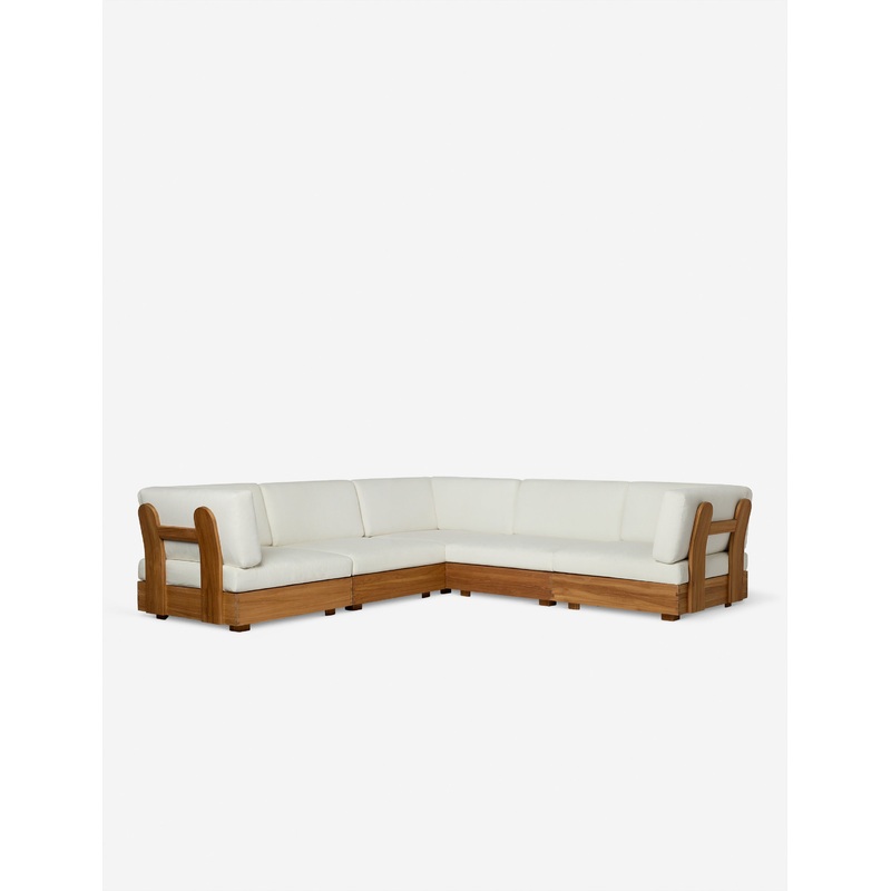 Abbot Outdoor Modular Corner Sectional Sofa by Sarah Sherman Samuel Natural Teak