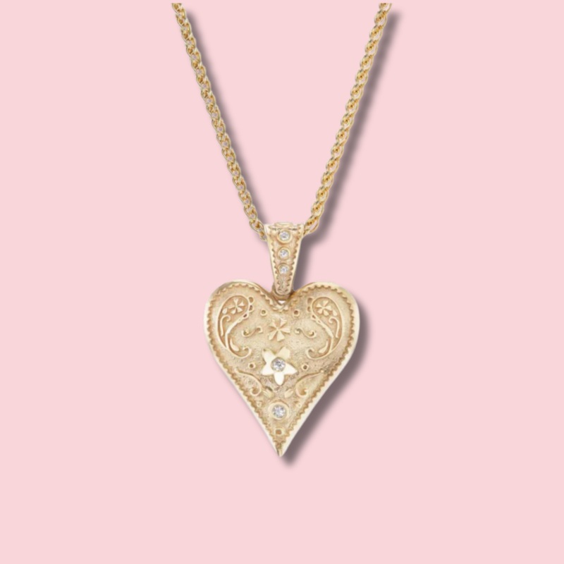MEDIUM SOUTHWESTERN HEART WHEAT CHAIN CHARM ALONE