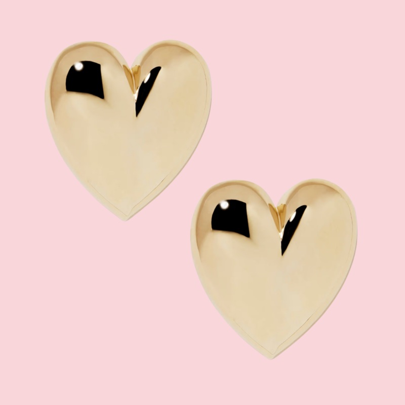 Puffy Heart Earrings Gold