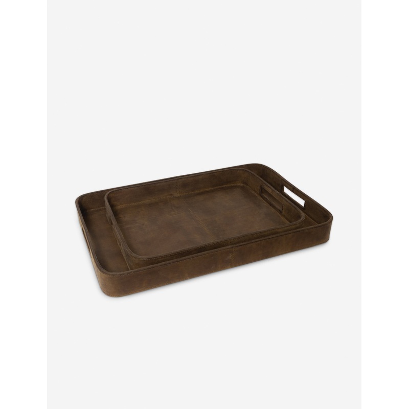 Derby Rectangular Leather Trays (Set of 2) by Regina Andrew Brown