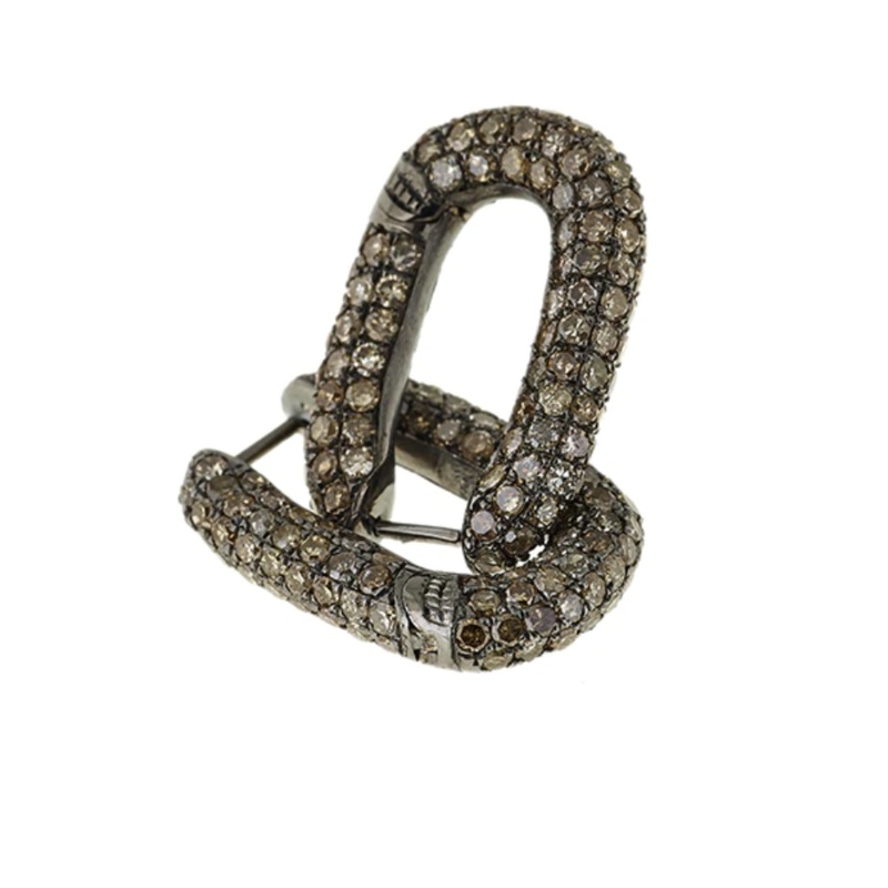 Link Earrings Brown Diamonds Single