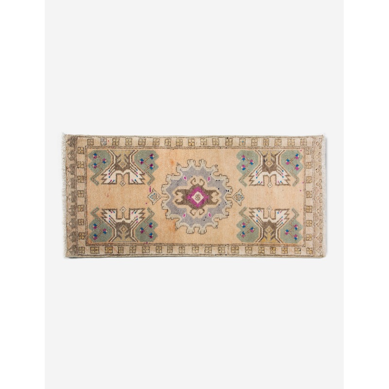 Vintage Turkish Hand-Knotted Wool Mini Rug No. 297, 1’7″ x 3’5″