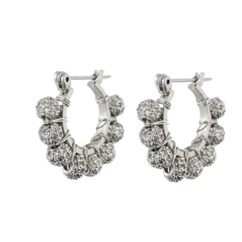 Pave Dome Wrap Hoops Gold