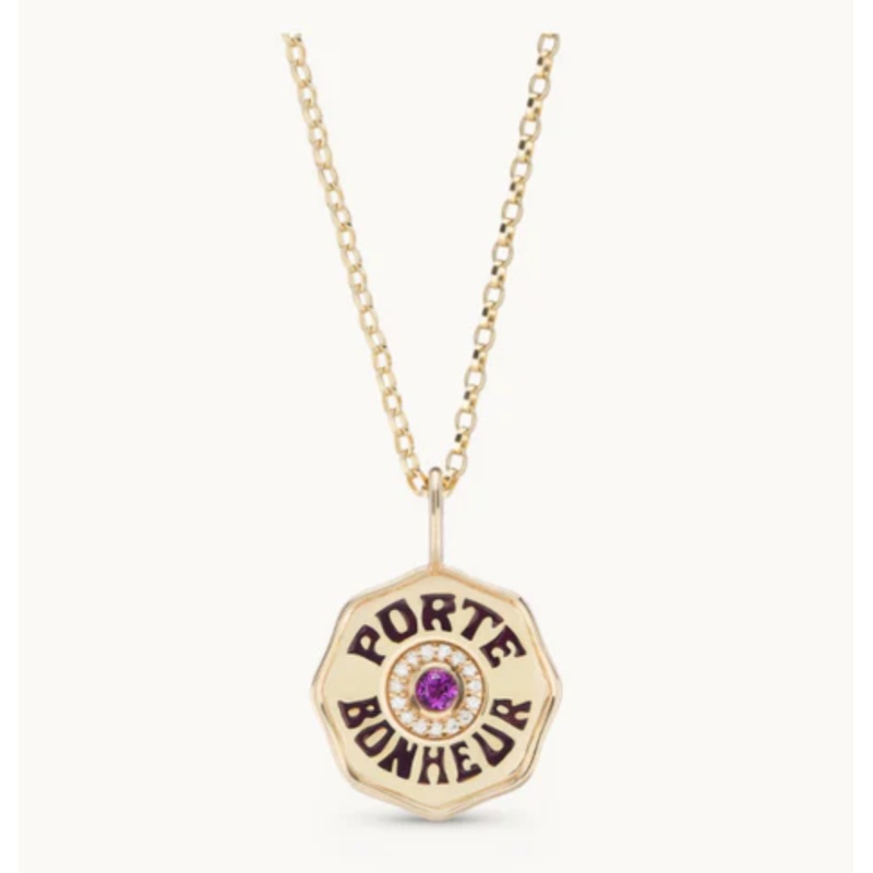 Mini Diamond Halo Porte Bonheur Amethyst charm alone