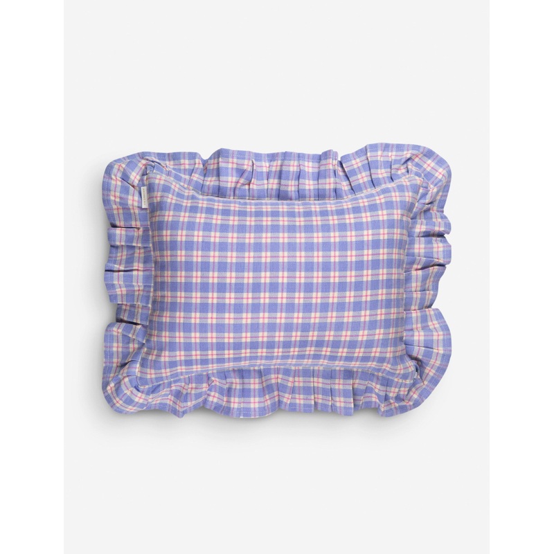 Sofia Ruffle Pillow by Archive NY Blue and Pink Lumbar