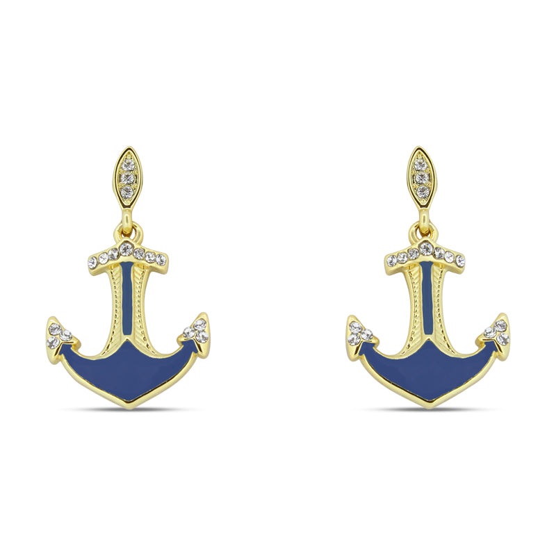 Khloelle Gold And Blue Anchor Earrings LC0070849