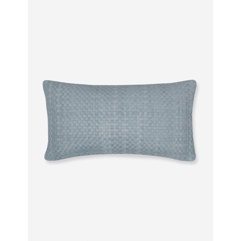 Victor Leather Pillow Dusty Blue Square