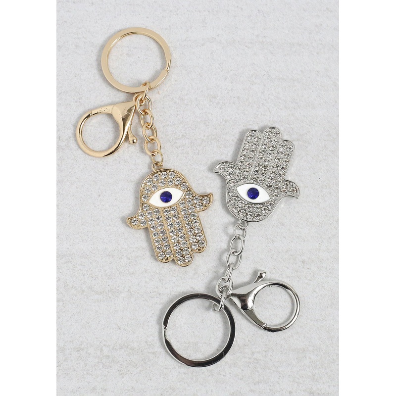 Hamsa Hand & Evil Eye Keychain Gold