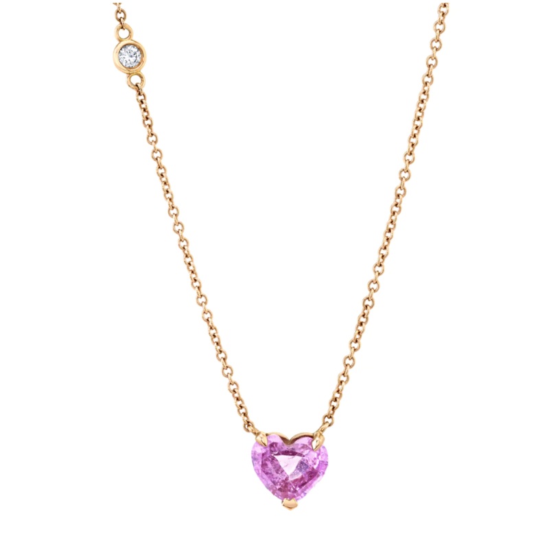 PINK SAPPHIRE SOLITAIRE HEART NECKLACE