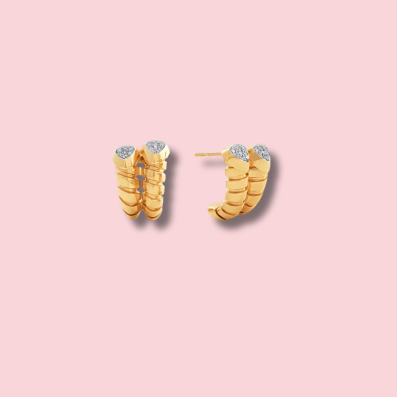 Trisolina Pav Diamond Double Earrings