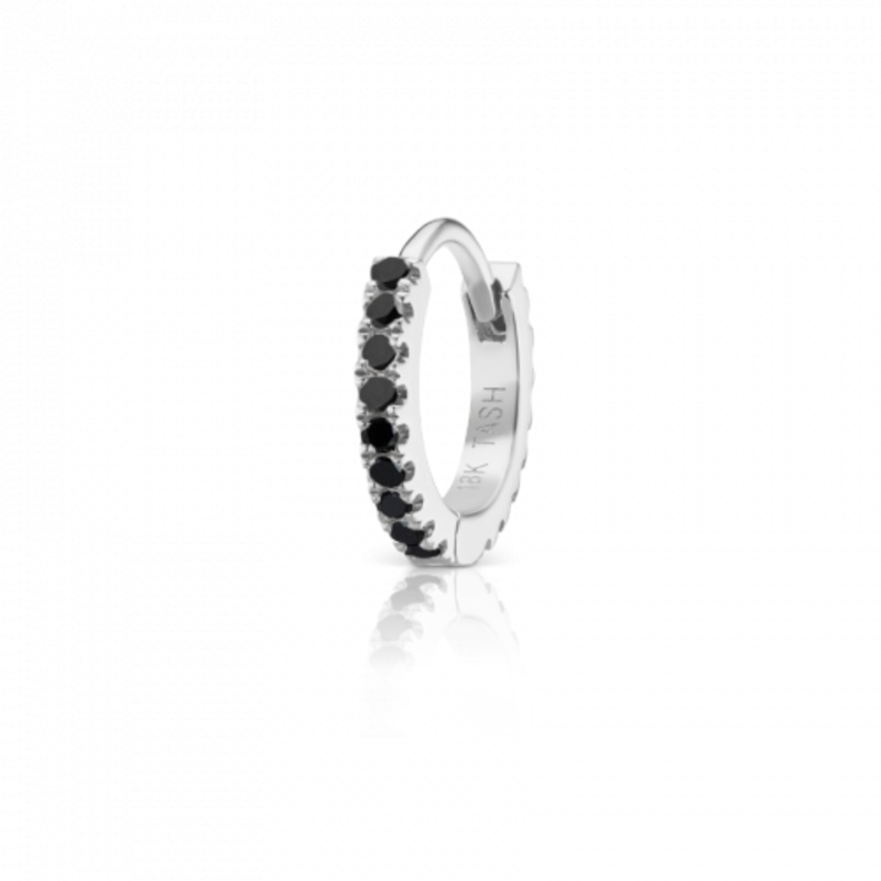 6.5mm Black Diamond Eternity Hoop Earring White Gold