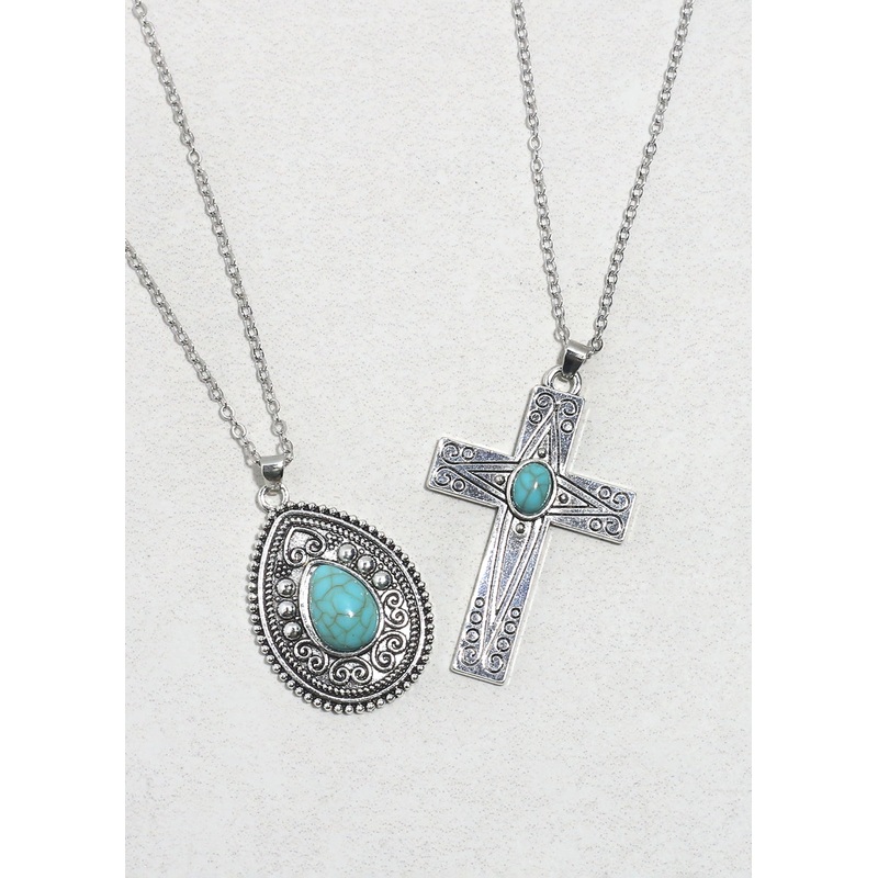 Boho Turquoise Pendant Necklaces Teardrop