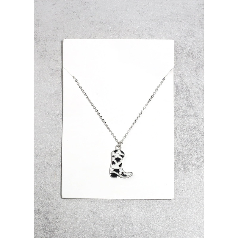 Cowboy Boot Necklace Black