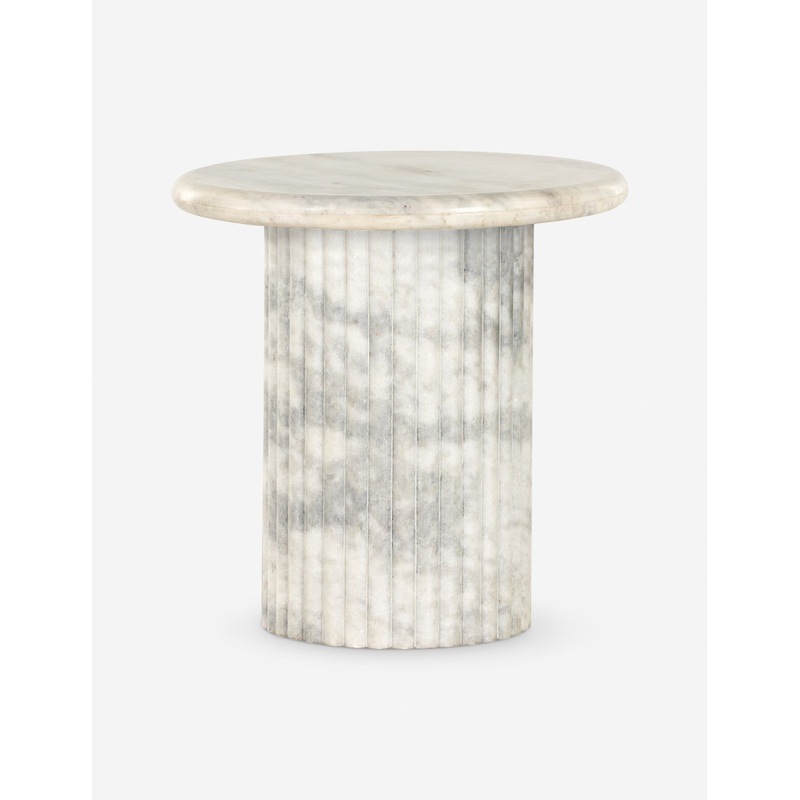 Mercer Round Side Table White Marble