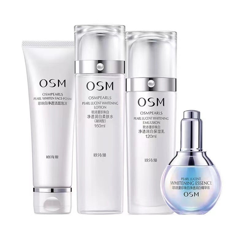 OSM Pearl Lucent Whitening Lotion Emulsion Cleanser Essence Set