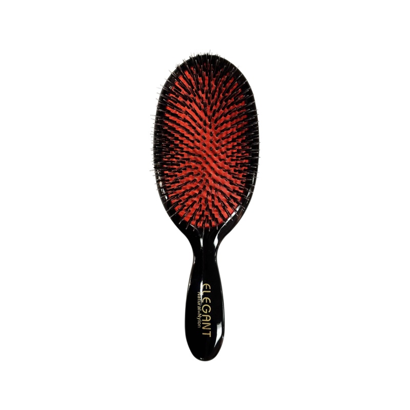 Elegant #967 PREMIUM Classic Cushion Porcupine + Nylon Bristles Oval Hair Brush – Large (9″) | Normal to Thick Hair