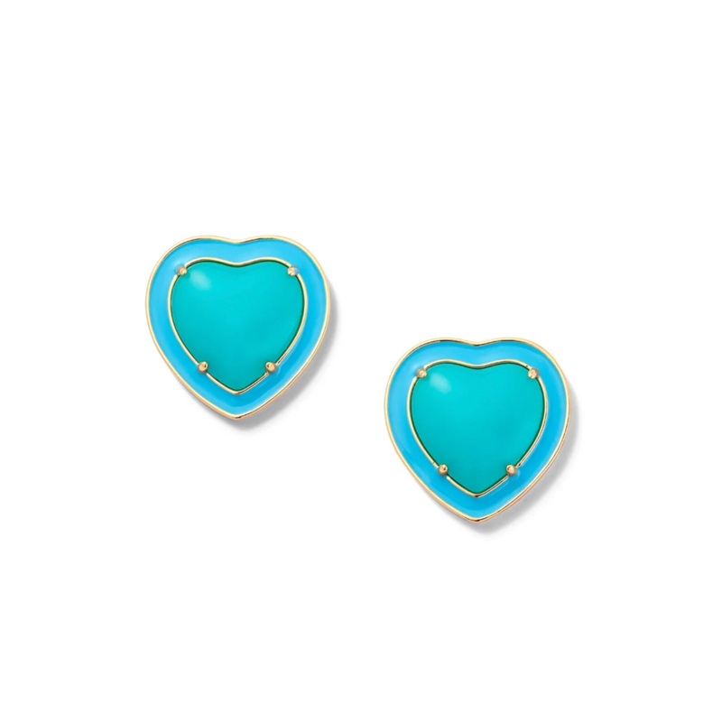 Heart Jelly Button Stud Earrings in Lagoon